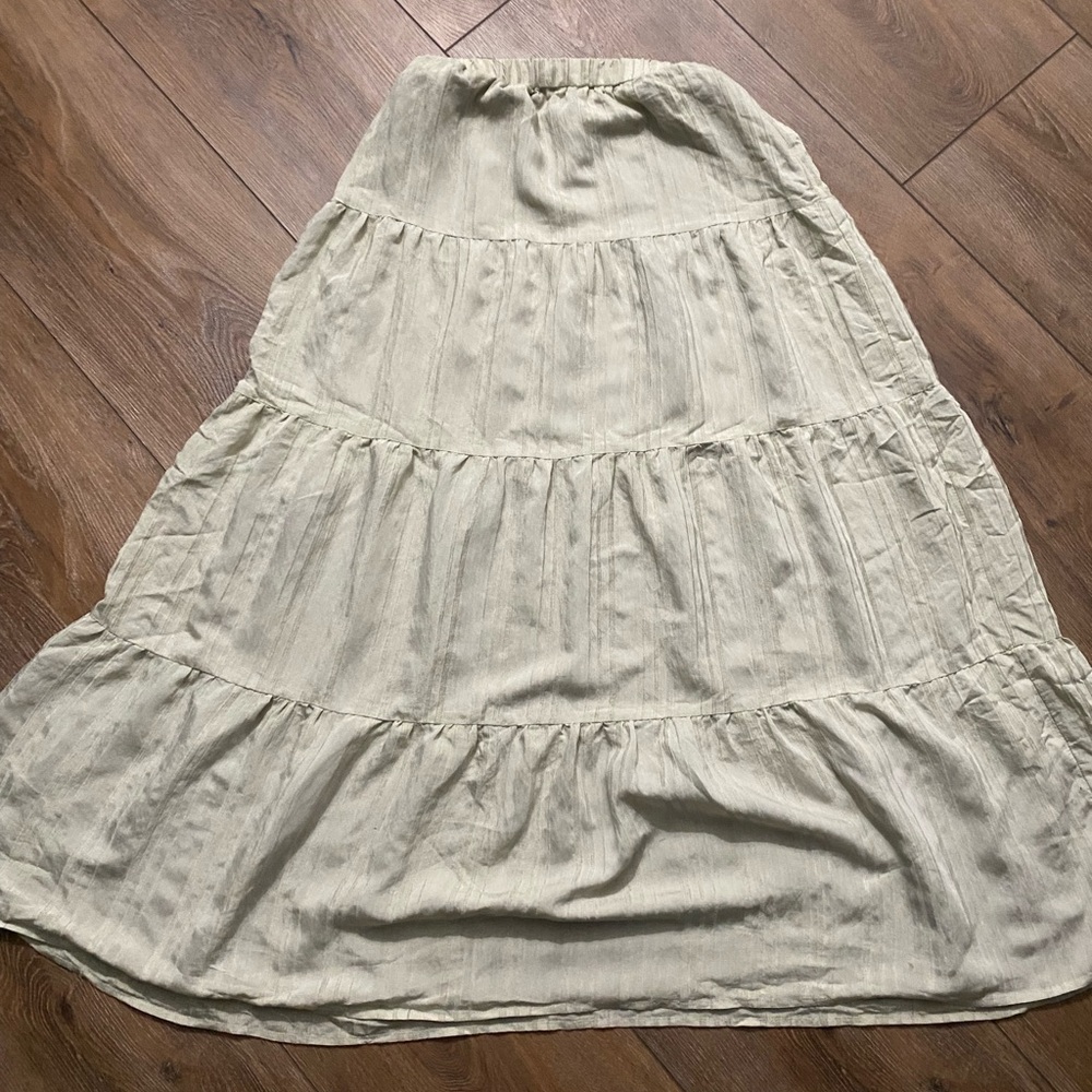 Elegant Light Green Tiered Skirt